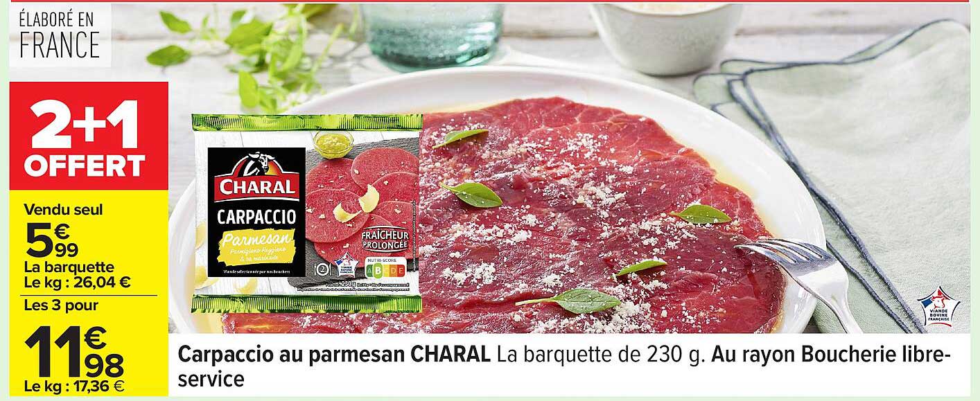 Carpaccio au parmesan CHARAL La barquette de 230 g