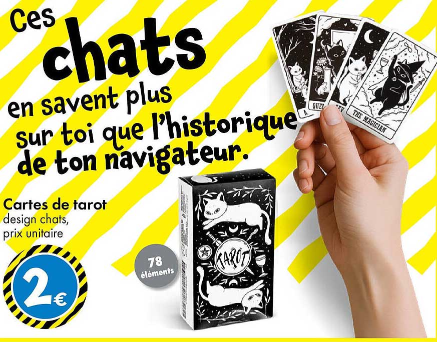 Cartes de tarot design chats, prix unitaire