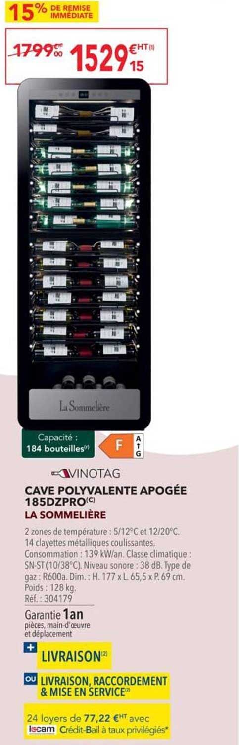 CAVE POLYVALENTE APOGÉE 185DZPRO(C) LA SOMMELIÈRE