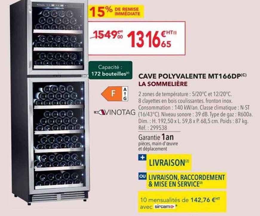 CAVE POLYVALENTE MT166DP(C) LA SOMMELIÈRE