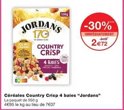 Céréales Country Crisp 4 baies “Jordans”