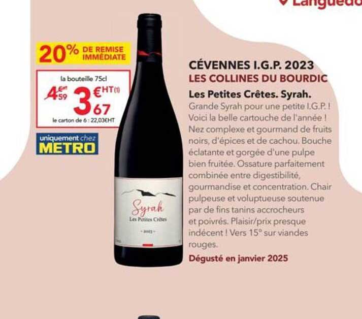 CÉVENNES I.G.P. 2023 LES COLLINES DU BOURDIC