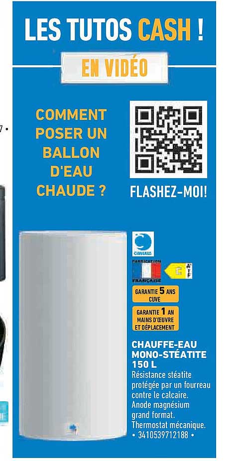 CHAUFFE-EAU MONO-STÉATITE 150 L