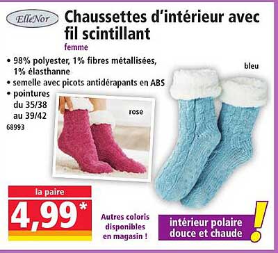 Chaussettes d'intérieur avec fil scintillant