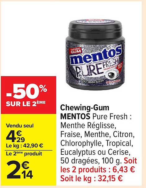 Chewing-Gum MENTOS Pure Fresh