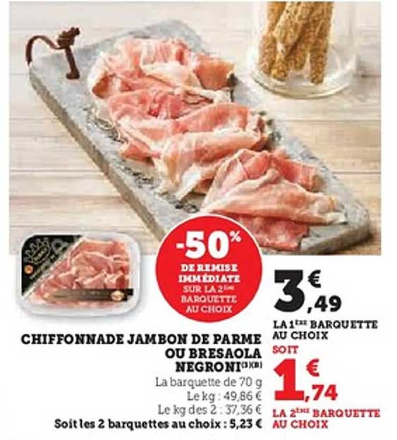 CHIFFONNADE JAMBON DE PARME OU BRESAOLA NEGRONI