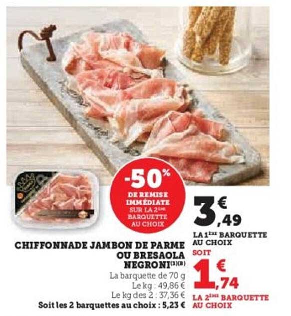 CHIFFONNADE JAMBON DE PARME OU BRESAOLE NEGRONI