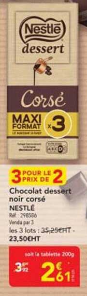 Chocolat dessert noir corsé