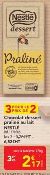 Chocolat dessert praliné au lait NESTLÉ