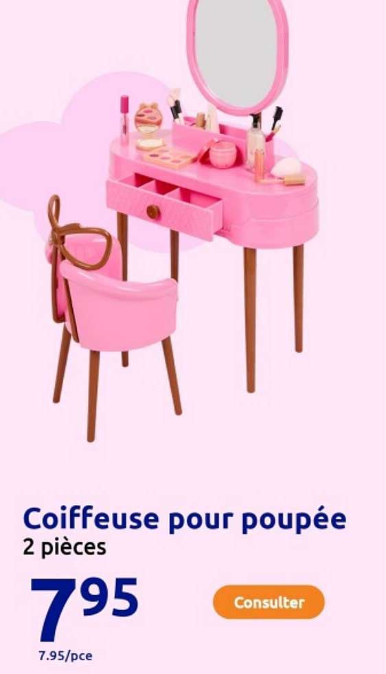 Coiffeuse pour poupée 2 pièces