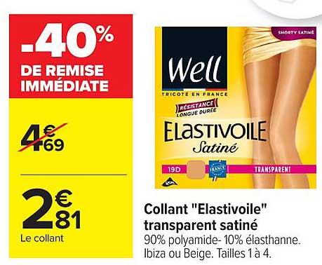 Collant "Elastivoile" transparent satiné