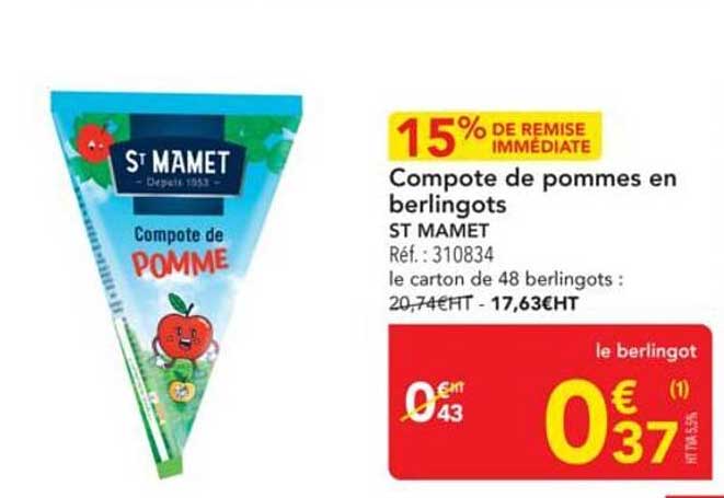 Compote de pommes en berlingots