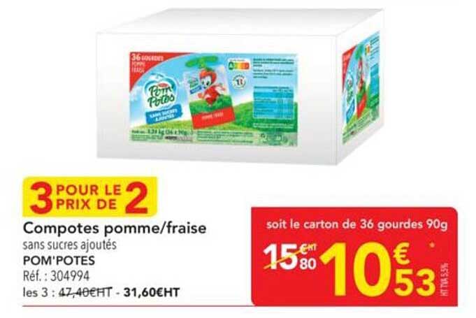 Compotes pomme/fraise sans sucres ajoutés POM'POTES