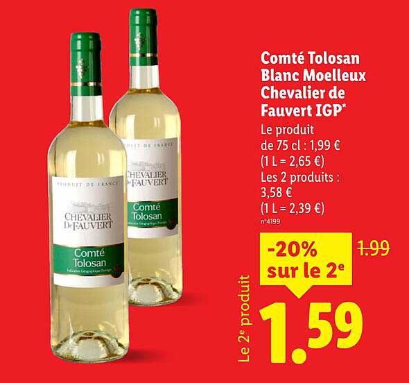 Comté Tolosan Blanc Moelleux Chevalier de Fauvert IGP*