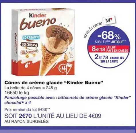 Cônes de crème glacée “Kinder Bueno”