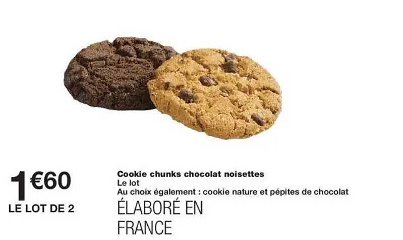 Cookie chunks chocolat noisettes