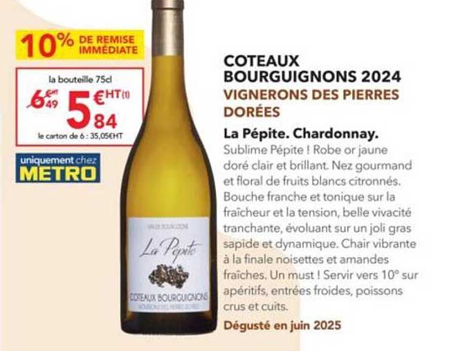 COTEAUX BOURGUIGNONS 2024 VIGNERONS DES PIERRES DORÉES