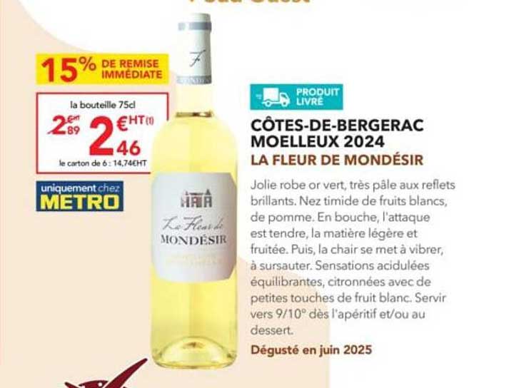 CÔTES-DE-BERGERAC MOELLEUX 2024 LA FLEUR DE MONDÉSIR