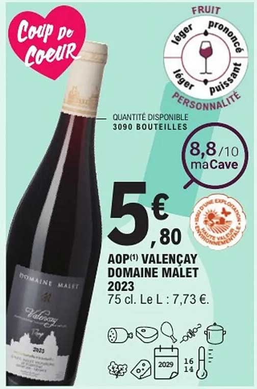 Coup de Cœur AOP Valençay Domaine Malet 2023