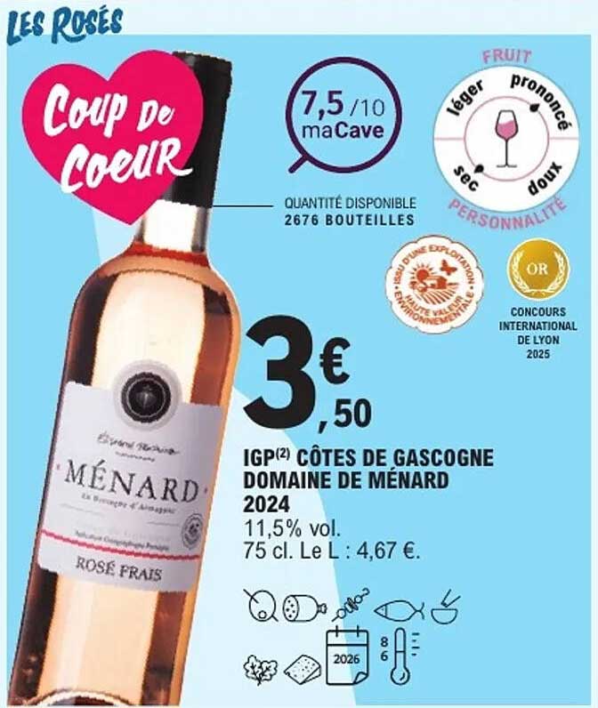 Coup de Coeur - IGP Côtes de Gascogne Domaine de Ménard 2024