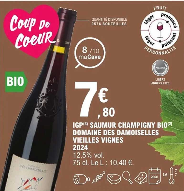 Coup de Cœur IGP Saumur Champigny Bio - Domaine des Demoiselles Vieilles Vignes