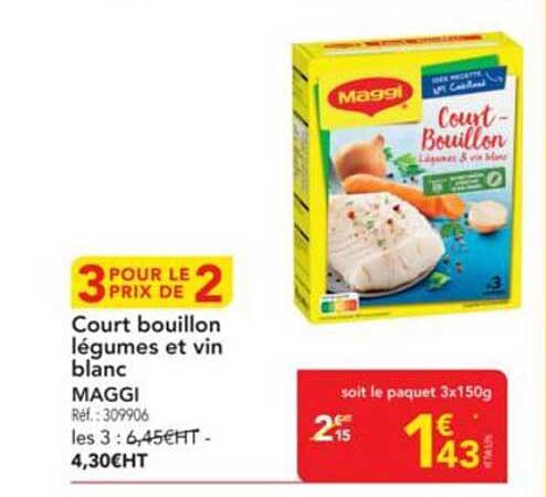 Court bouillon légumes et vin blanc