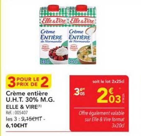Crème entière U.H.T. 30% M.G. ELLE & VIRE