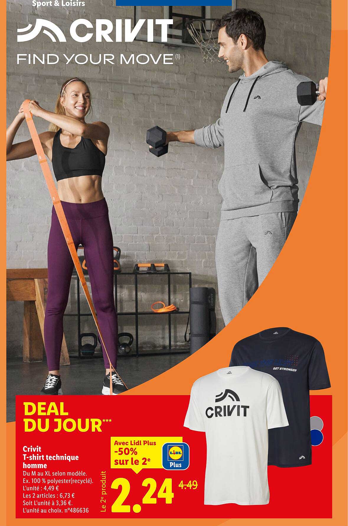 Crivit T-shirt technique homme