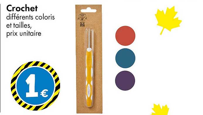 Crochet différents coloris et tailles, prix unitaire