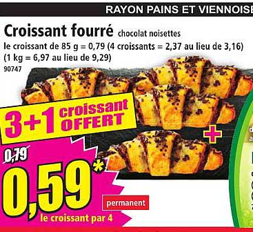 Croissant fourré chocolat noisettes