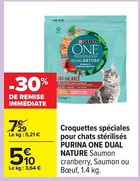 Croquettes spéciales pour chats stérilisés PURINA ONE DUAL NATURE