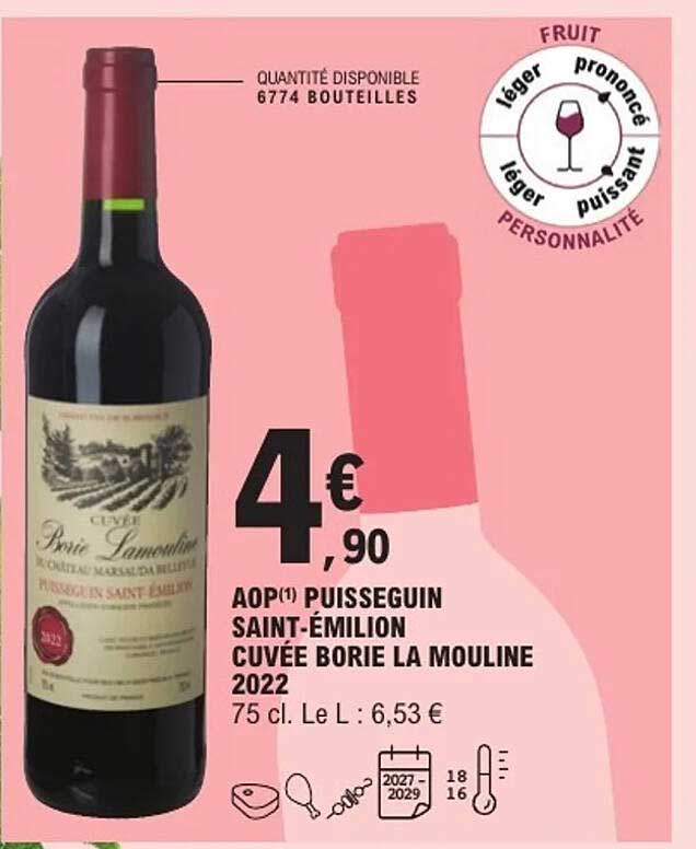Cuvée Borie La Moulinière 2022 AOP Puissguin Saint-Émilion