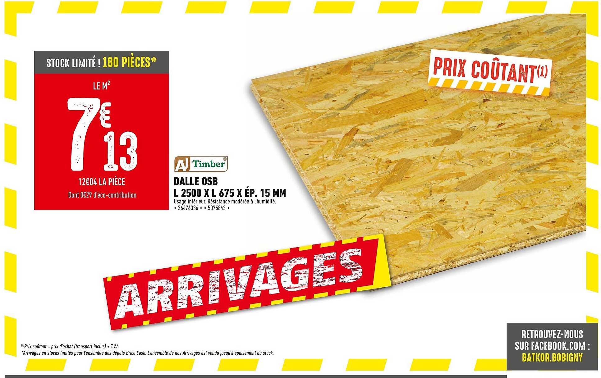 DALLE OSB L 2500 X L 675 X ÉP. 15 MM