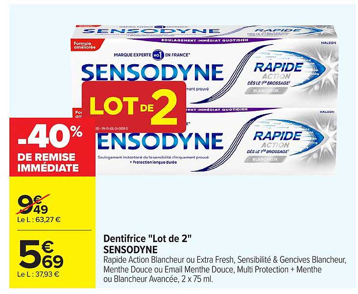 Dentifrice "Lot de 2" SENSODYNE