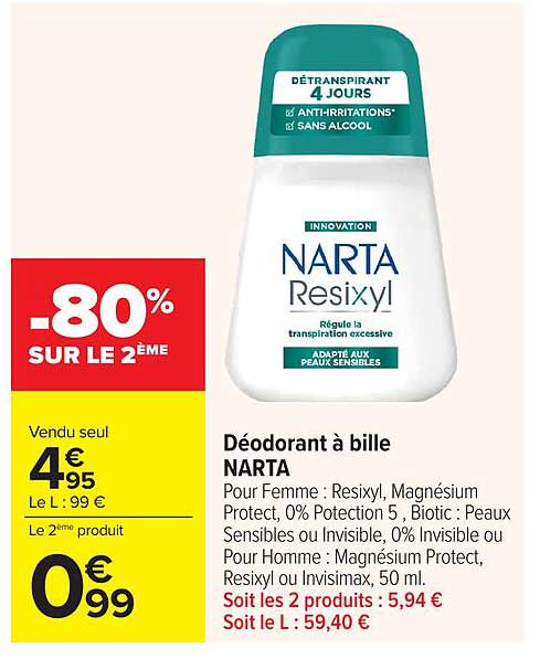 Déodorant à bille NARTA