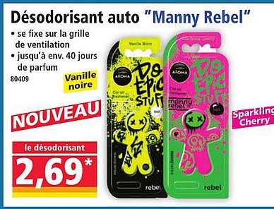 Désodorisant auto "Manny Rebel"