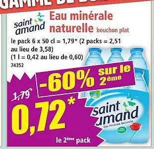 Eau minérale naturelle bouchon plat