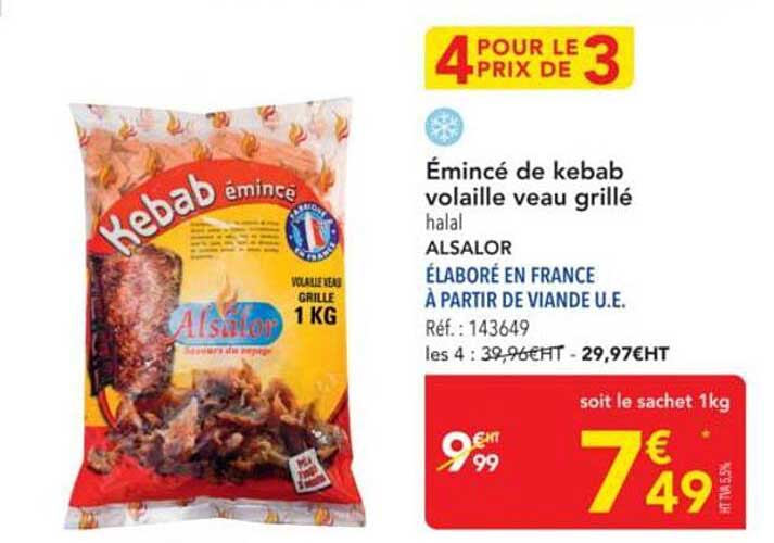 Émincé de kebab volaille veau grillé