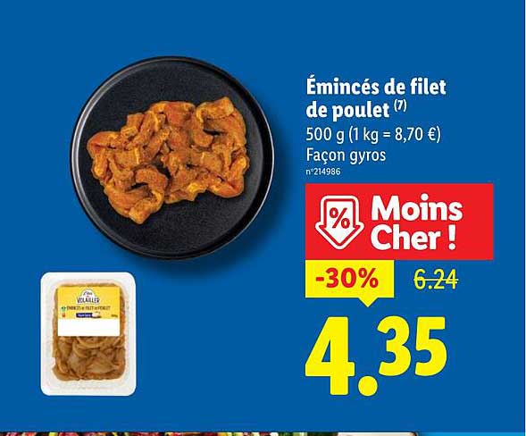 Émincés de filet de poulet