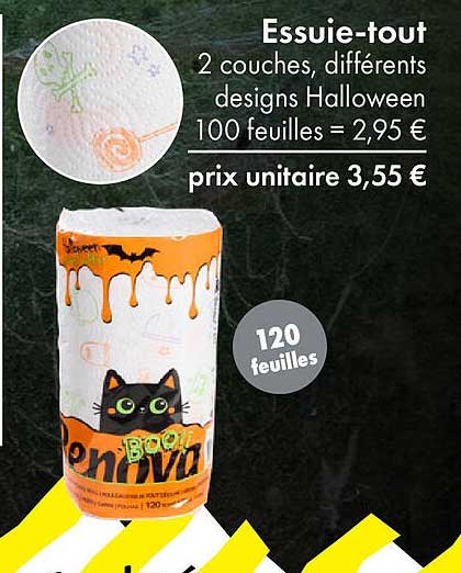 Essuie-tout 2 couches, différents designs Halloween