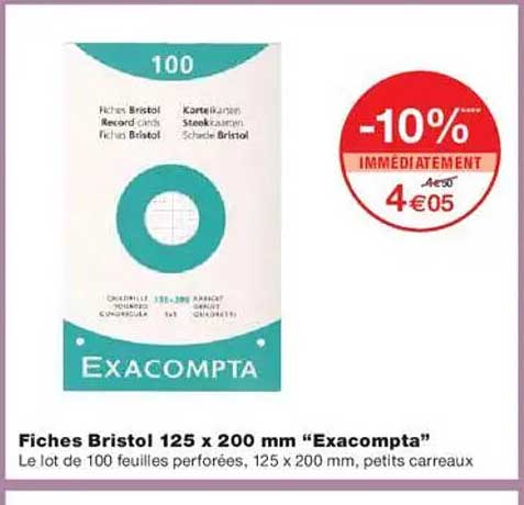 Fiches Bristol 125 x 200 mm “Exacompta”