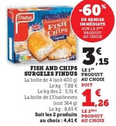 FISH AND CHIPS SURGELES FINDUS