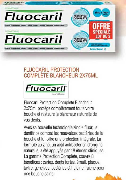 FLUOCARIL PROTECTION COMPLÈTE BLANCHEUR 2X75ML