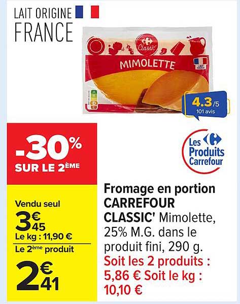 Fromage en portion CARREFOUR CLASSIC' Mimolette