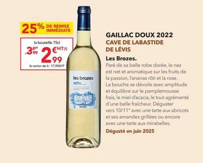GAILLAC DOUX 2022 CAVE DE LABASTIDE DE LÉVIS