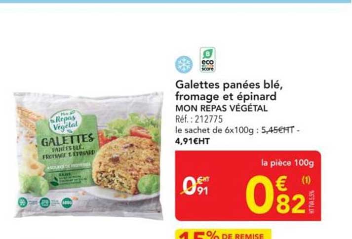 Galettes panées blé, fromage et épinard