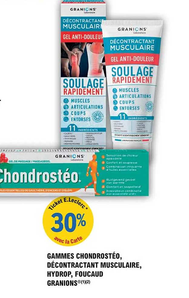 GAMMES CHONDROSTÉO, DÉCONTRACTANT MUSCULAIRE, HYDROP, FOUCAUD GRANIONS