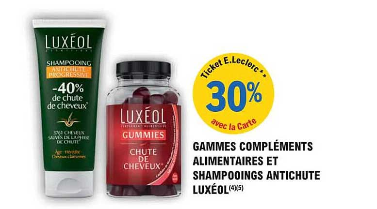 GAMMES COMPLÉMENTS ALIMENTAIRES ET SHAMPOOINGS ANTICHUTE LUXÉOL (4/5)
