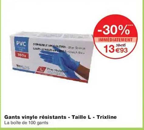 Gants vinyle résistants - Taille L - Trixline