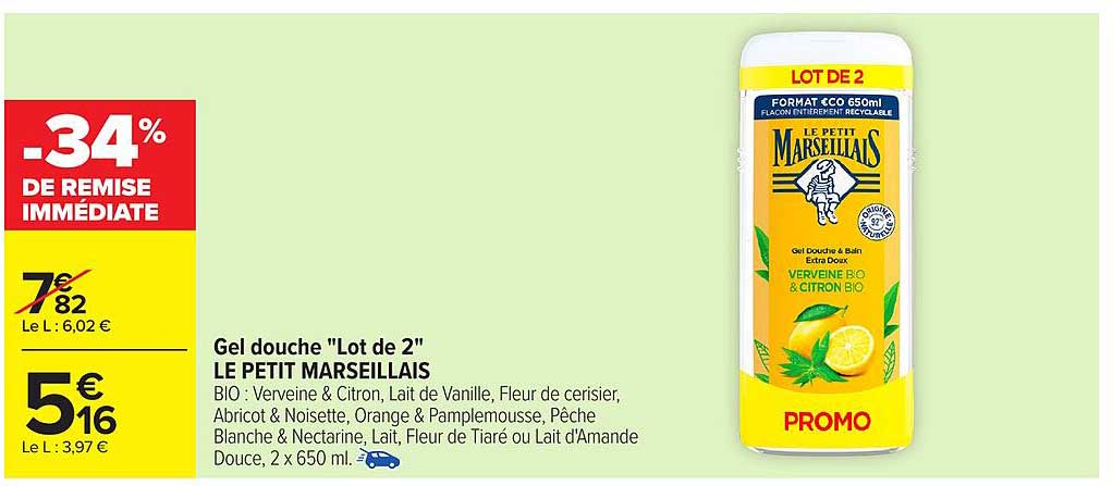 Gel douche "Lot de 2" LE PETIT MARSEILLAIS